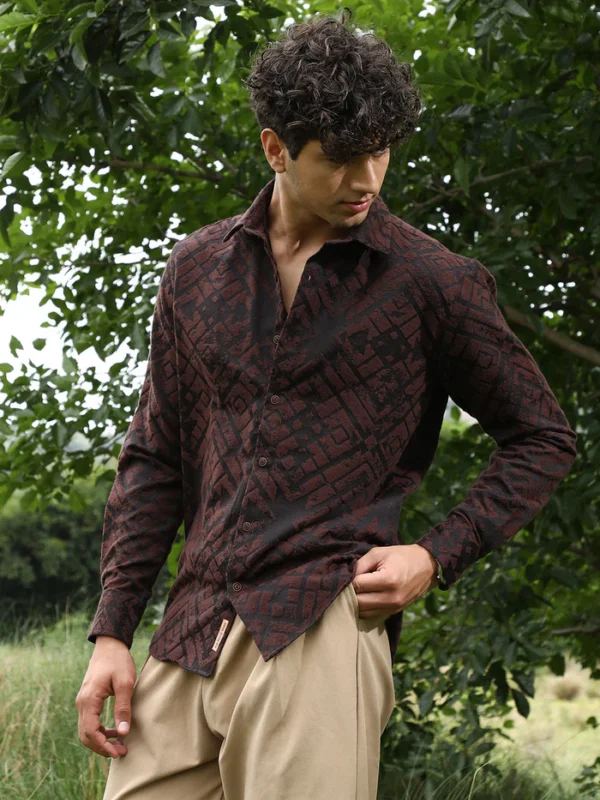 BROWN GEOMETRIC SHIRT